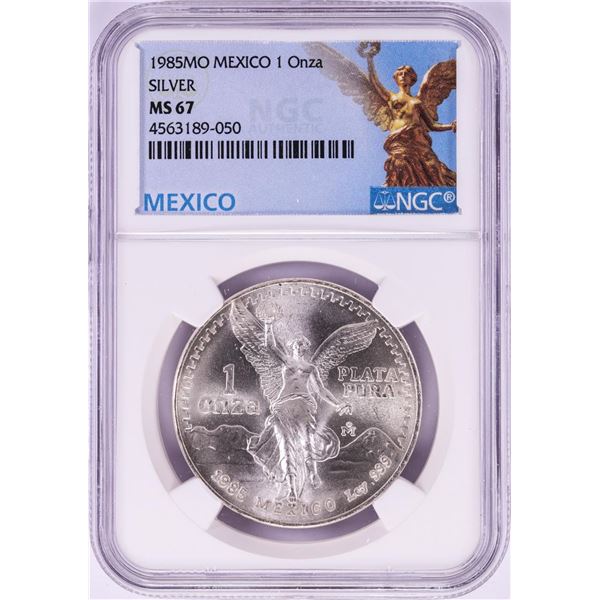 1985Mo Mexico 1 Onza Libertad Silver Coin NGC MS67