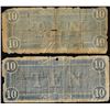 Image 2 : Lot of (2) 1864 $10 Confederate States of America Notes