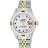 Image 3 : Rolex Ladies Two Tone MOP Ruby & Diamond Oyster Perpetual Datejust Wristwatch