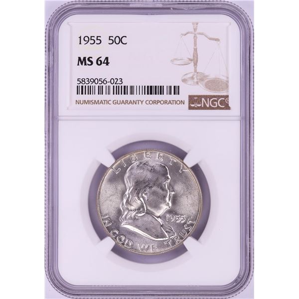 1955 Franklin Half Dollar Coin NGC MS64