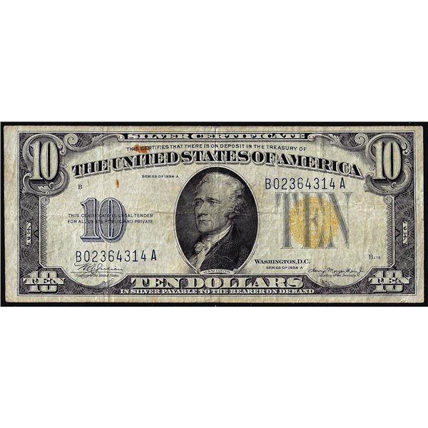 1934A $10 North Africa WWII Emergency Issue Silver Certificate Note
