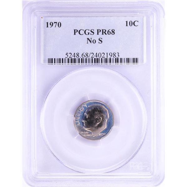 1970 No S Mintmark Proof Dime Coin PCGS PR68