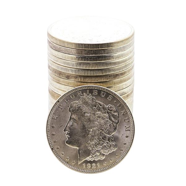 Roll of (20) Brilliant Uncirculated 1921 $1 Morgan Silver Dollar Coins