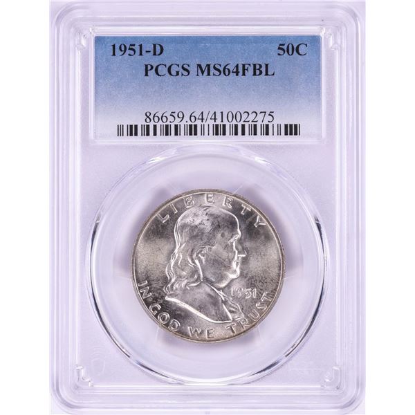 1951-D Franklin Half Dollar Coin PCGS MS64FBL