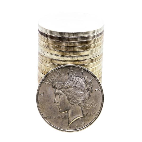 Roll of (20) Brilliant Uncirculated 1922 $1 Peace Silver Dollar Coins