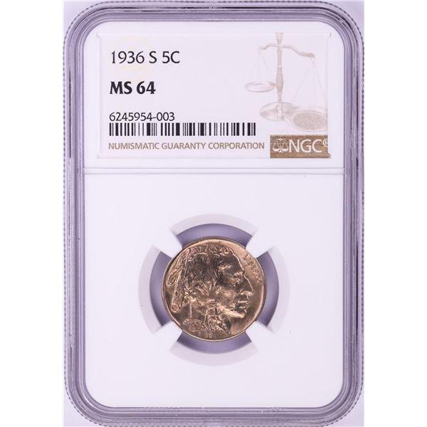 1936-S Buffalo Nickel Coin NGC MS64