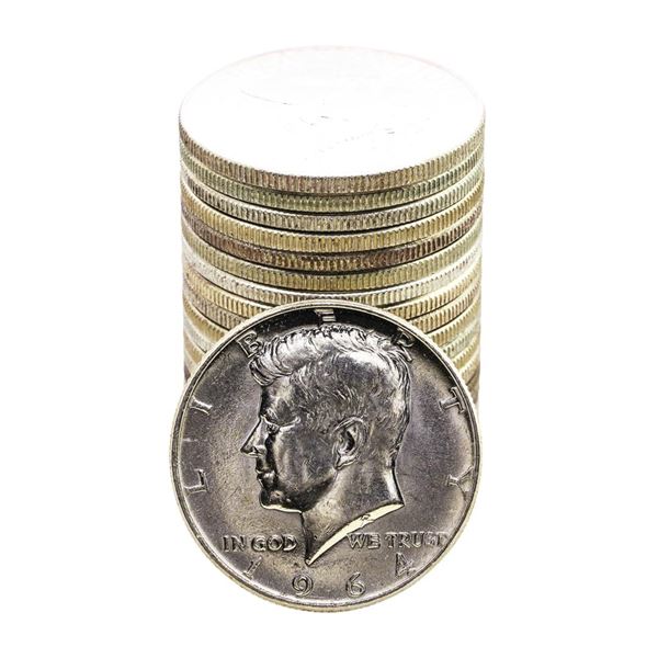 Roll of (20) Brilliant Uncirculated 1964 Kennedy Half Dollar Coins