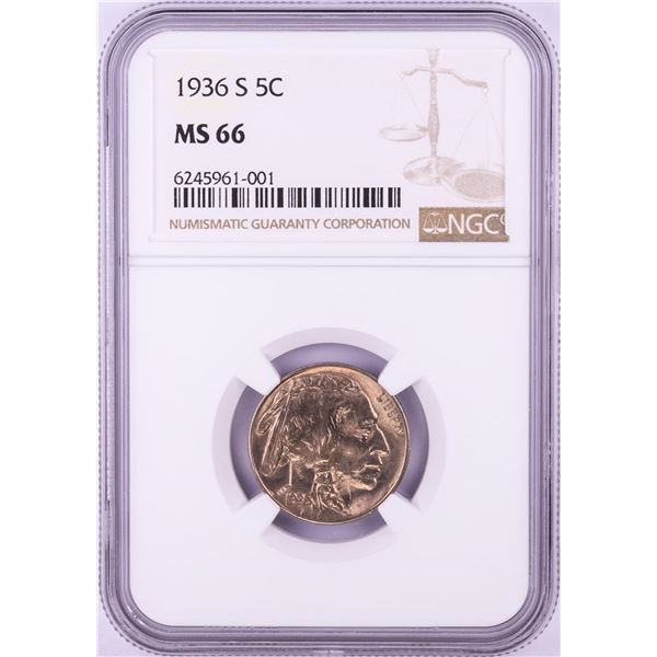 1936-S Buffalo Nickel Coin NGC MS66