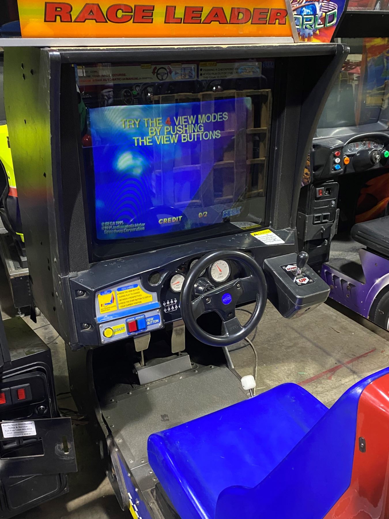 Sega Indy 500 Side By Side Race Arcade with Topper