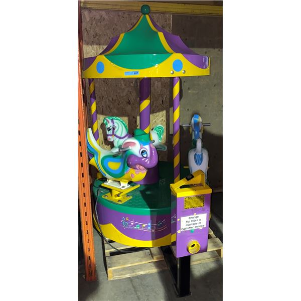 Green and Purple Elephant and Horses Carousel Kiddie Ride