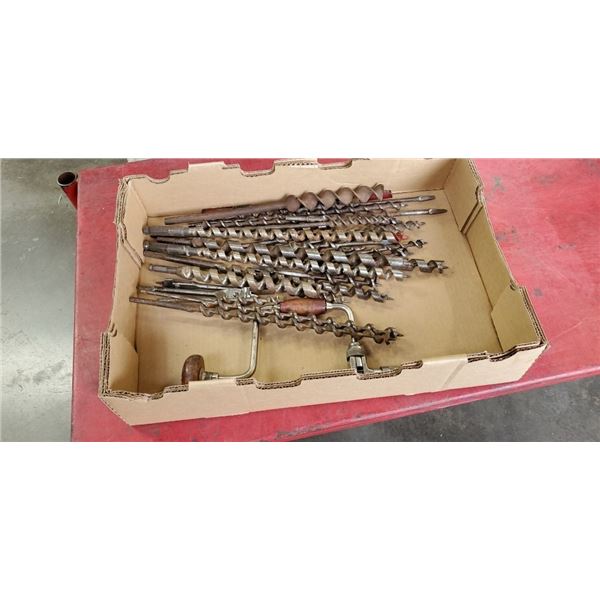 Box of large SDS drill bits and speed drill