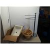 Image 1 : AMERICAN STANDARD SINK, WICKER BASKETS, SPINNING HANGER STAND