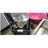 Image 2 : Metal coffee dispenser, plastic tubs and 2 stainless tubs