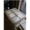 Image 8 : LOT OF 6 VINTAGE WOOD FRAMED WINDOWS WITH GLASS - 4 WITH BROKEN OR MISSING PANELS, 6 REPLACEMENT PAN