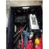 Image 2 : TRAY OF STANLEY INVERTER, BATTERY CHARGER, TROUBLE LIGHT