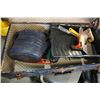 Image 3 : Metal trunk of vintage collectibles and tray of painting supplies