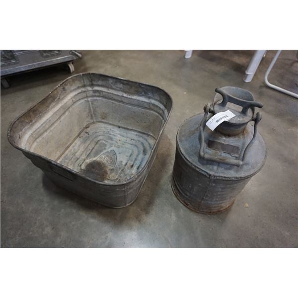 HEAVY GALVANIZED LIDDED PAIL AND GALVANIZED BUCKET