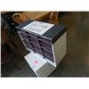 Image 2 : CARDBOARD FILE SHELF AND CUBIC WHITE ROLLING SIDE TABLE