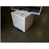 Image 3 : CARDBOARD FILE SHELF AND CUBIC WHITE ROLLING SIDE TABLE