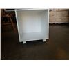 Image 4 : CARDBOARD FILE SHELF AND CUBIC WHITE ROLLING SIDE TABLE