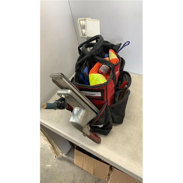 TOOLBAG WITH CONTENTS AND LONG BOARD AIR SANDER