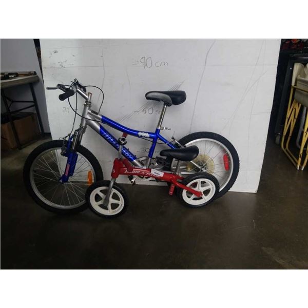 BLUE GREY INFINITY KIDS BIKE AND RADIO FLYER KIDS BALANCE BIKE