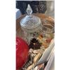 Image 2 : LOT OF VASES, BOWLS, DISHES - LIDDED PEDESTAL DISH, CRYSTAL ICE BUCKET, RED GLASS VASE, ROYAL WINTON