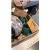 Image 2 : BOX OF VASES, COLLECTABLES, VINTAGE LAMP, WOOD BOX, KIDS COWBOY REVOLVER TOYS