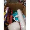 Image 2 : BOX OF COOKING ITEMS, DISPOSABLE CUPS AND ESTATE GOODS