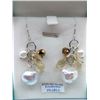 Image 1 : STERLING SILVER DANGLE EARRINGS SET WITH 4 FRESH WATER PEARLS AND ASSORTED CRYSTALS RETAIL $450