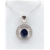 Image 1 : STERLING SILVER PENDANT AND CHAIN SET W/ NATURAL SAPPHIRE AND CZ W/ APPRAISAL $915