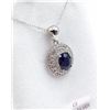 Image 2 : STERLING SILVER PENDANT AND CHAIN SET W/ NATURAL SAPPHIRE AND CZ W/ APPRAISAL $915