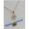 Image 2 : 10KT YELLOW PENDANT W/ STERLING SILVER GOLD PLATED CHAIN SET W/ AQUAMARINE GEMSTONE AND CZ W/ APPRAI