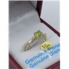 Image 2 : 10KT YELLOW GOLD 5.13MM X 5MM GENUINE PERIDOT .5CT AND DIAMOND .02CT HEART RING W/ APPRAISAL $1545