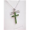 Image 2 : STERLING SILVER CROSS SET W/ CHROME DIOPSIDE GEMSTONES W/ SILVER CHAIN W/ APPRAISAL $980