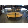 Image 2 : 3 PIECE GLASSTOP COFFEE TABLE SET - COFFEE 50 INCHES X 33.5 X 20 TALL