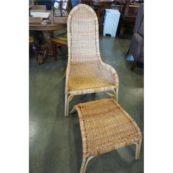 WICKER CHAIR AND OTTOMAN