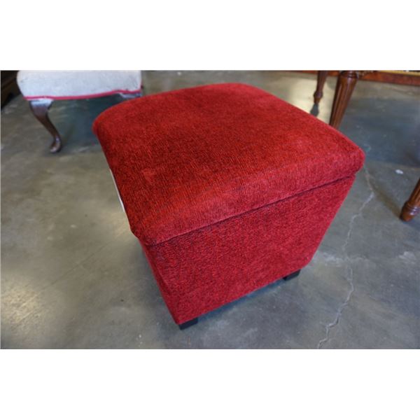 Vintage red storage footstool