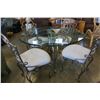 Image 2 : ROUND GLASSTOP METAL BASE DINING TABLE WITH 4 CHAIRS