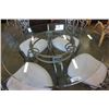 Image 3 : ROUND GLASSTOP METAL BASE DINING TABLE WITH 4 CHAIRS