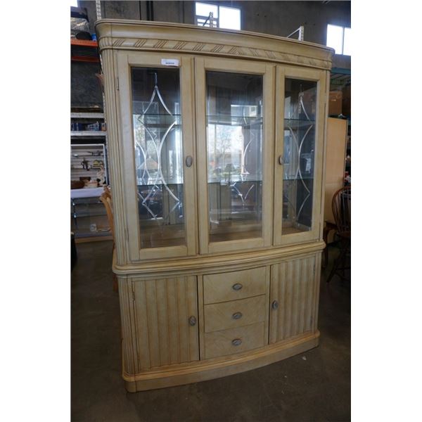 2 PIECE CHINA CABINET - 58 INCHES WIDE X 19 DEEP X 82 TALL