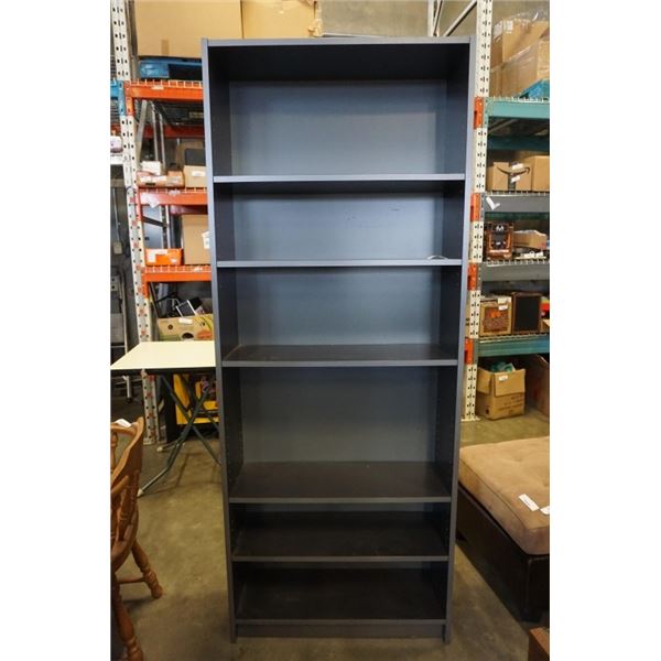 GREY BOOKSHELF 80 INCH TALL 11 DEEP 32 WIDE