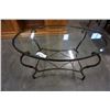 Image 1 : METAL BASE OVAL GLASSTOP COFFEE TABLE