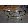 Image 2 : METAL BASE OVAL GLASSTOP COFFEE TABLE