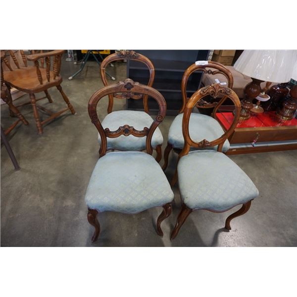 4 ANTIQUE BALLOON BACK CHAIRS