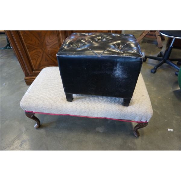 QUEEN ANNE STYLE STOOL AND SMALL OTTOMAN