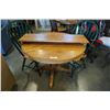 Image 1 : Maple and green dining table with leaf and two chairs