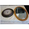 Image 1 : OAK FRAMED OVAL MIRROR AND CLOCK