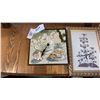 Image 2 : 4 SMALL PRINTS AND PAINTINGS AND TILE CLOCK