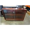 Image 1 : Brown wooden glass door display case with door lock and key 44"L x 28"H X 12"D